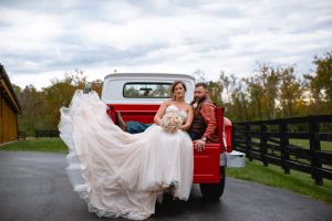 Photographer, Miamisburg, Kettering, Red Truck, Flying Dress, Bride, Groom